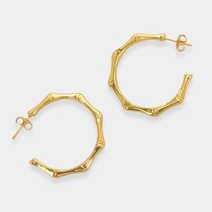 NEW 18K Gold Filled Bamboo Hoop Earrings